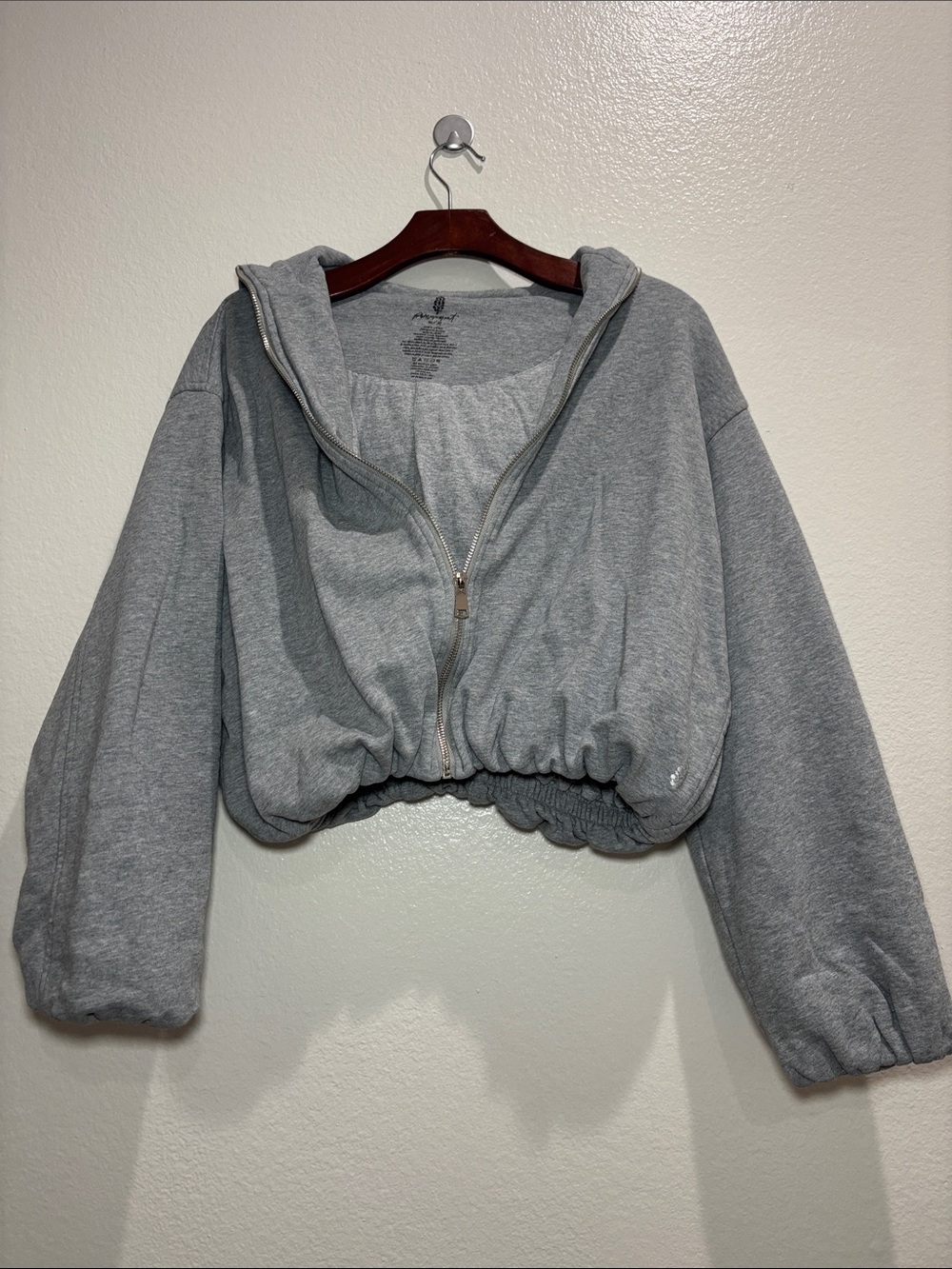 FP movement cropped gray bubble zip up